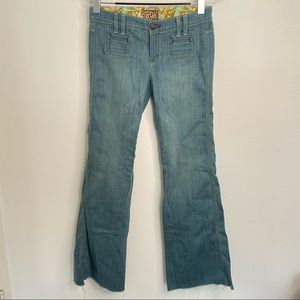 Rich & Skinny Jeans Womens Size 26 Wide Leg The Bay Raw Hem Medium Wash Y2K